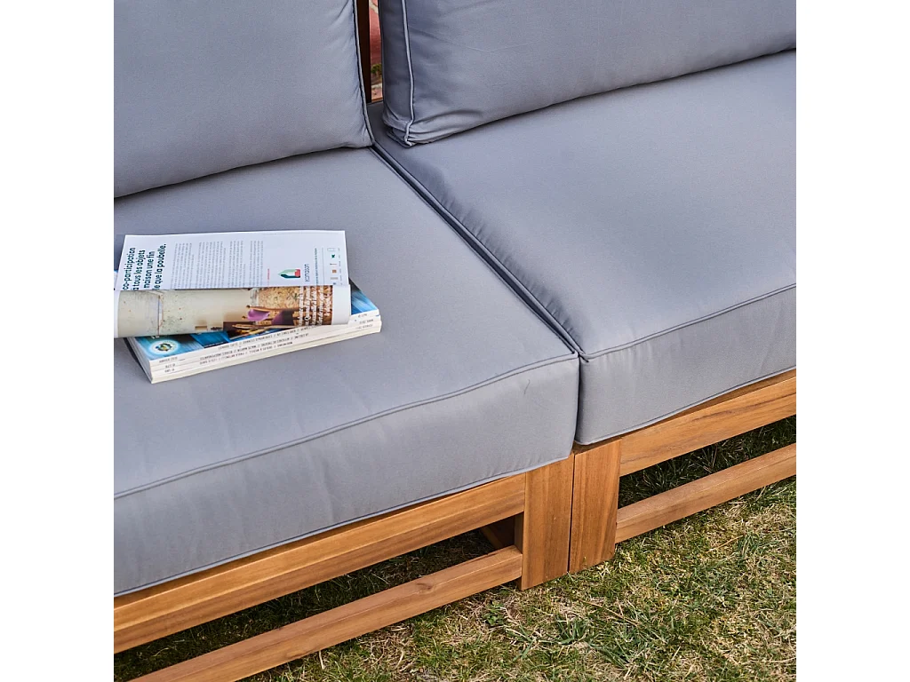 Set di mobili da giardino in legno a 5 posti, marrone naturale