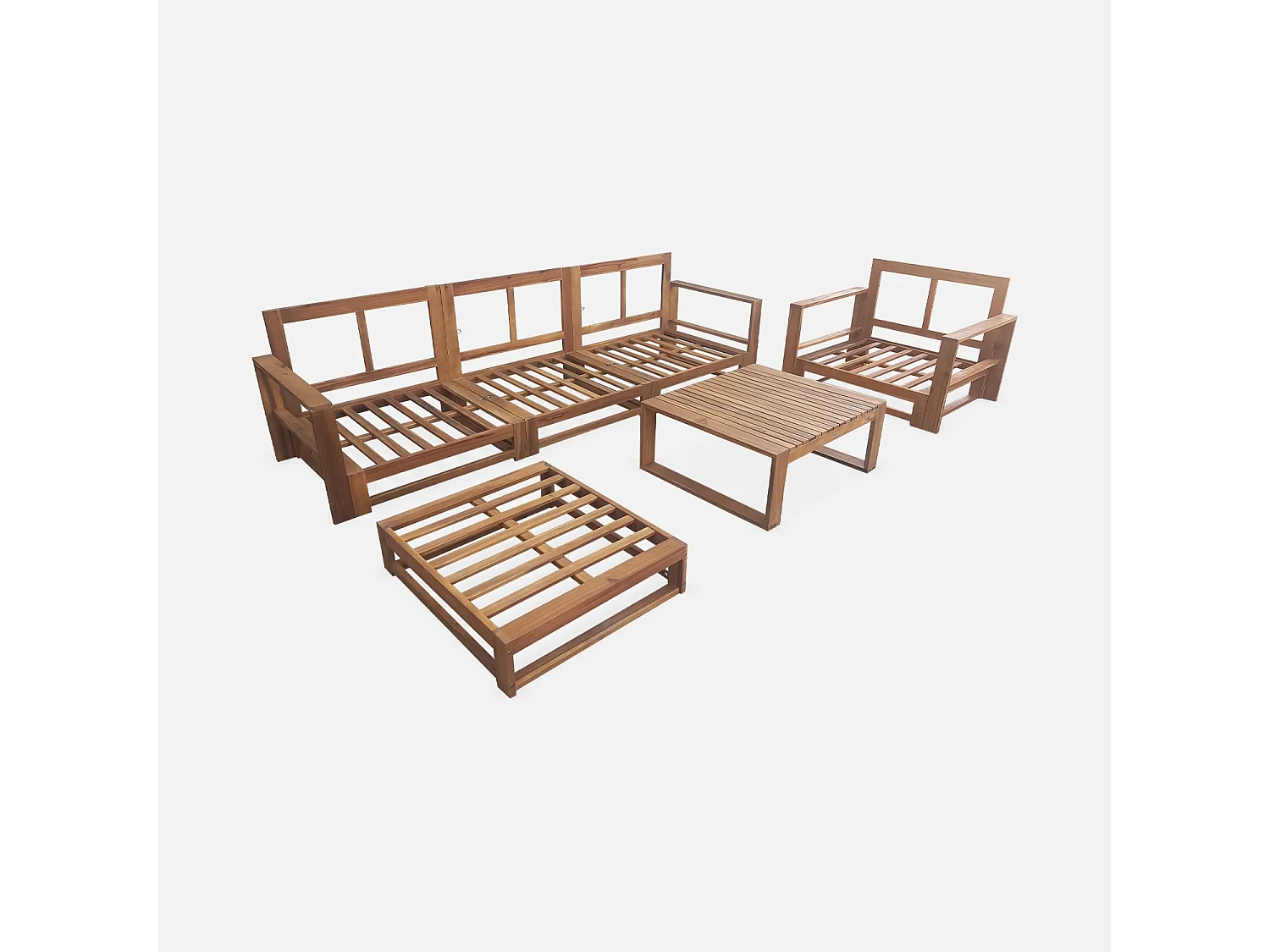 Conjunto de jardín de madera, 5 plazas madera