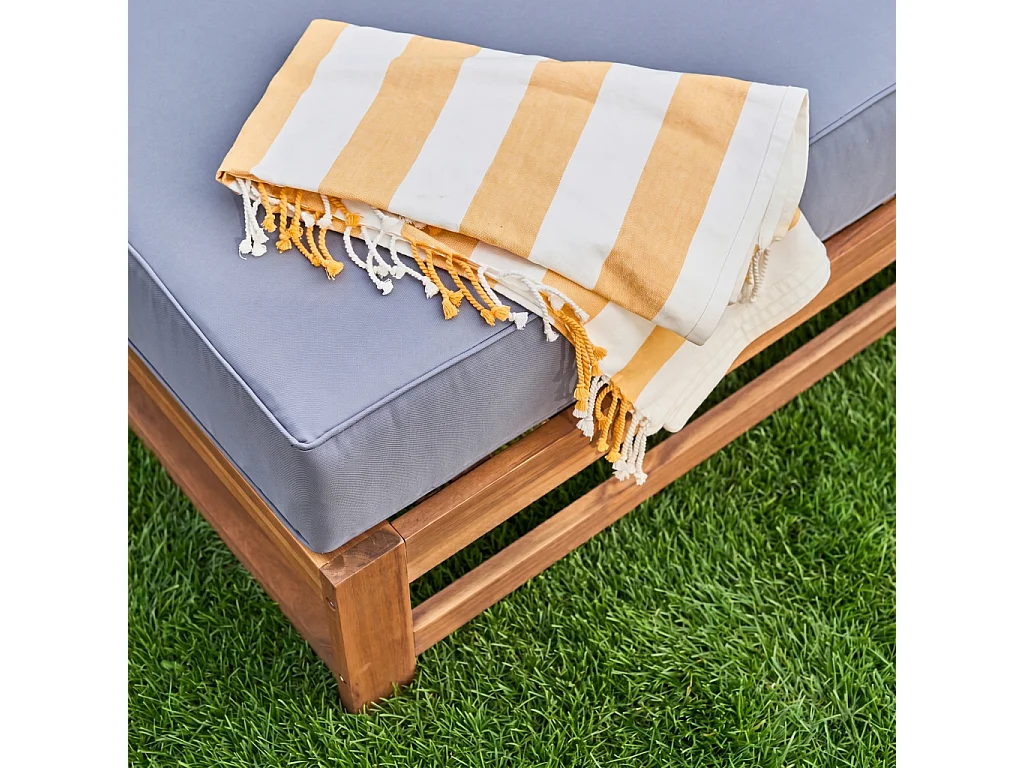 Salotto da giardino in legno di acacia, 5 posti, Mendoza, Marrone naturale, 273x75x72.5 cm