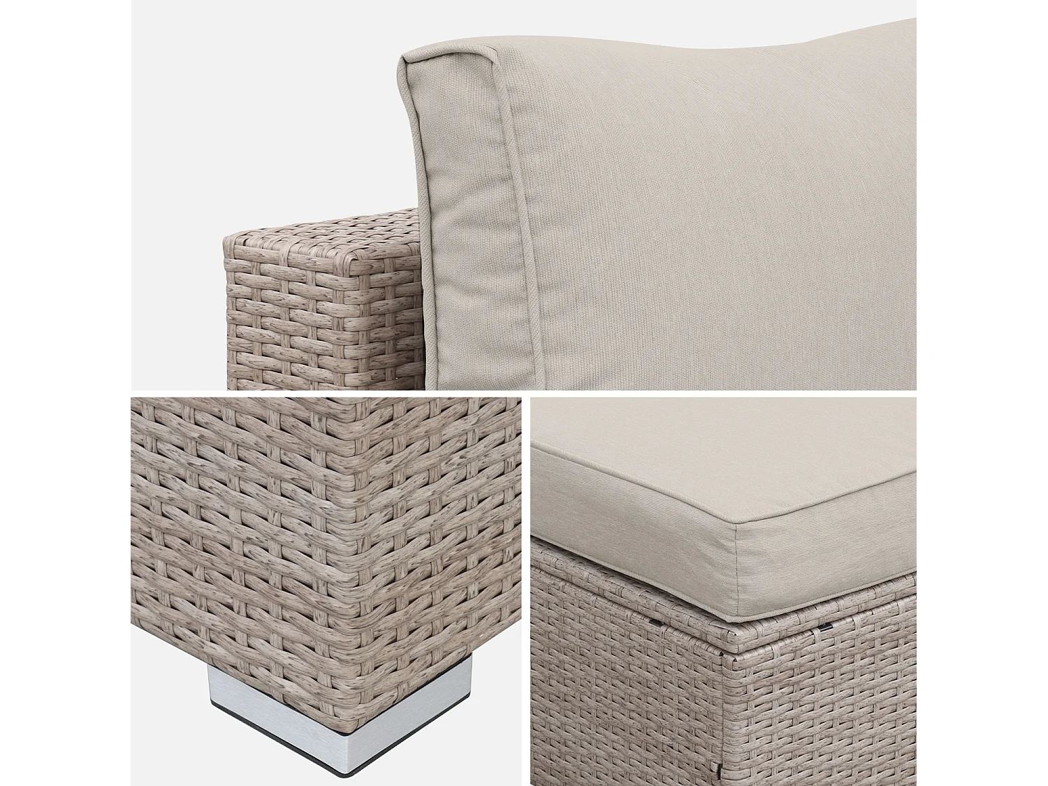 Conjunto de jardín en resina trenzada, 5 plazas beige