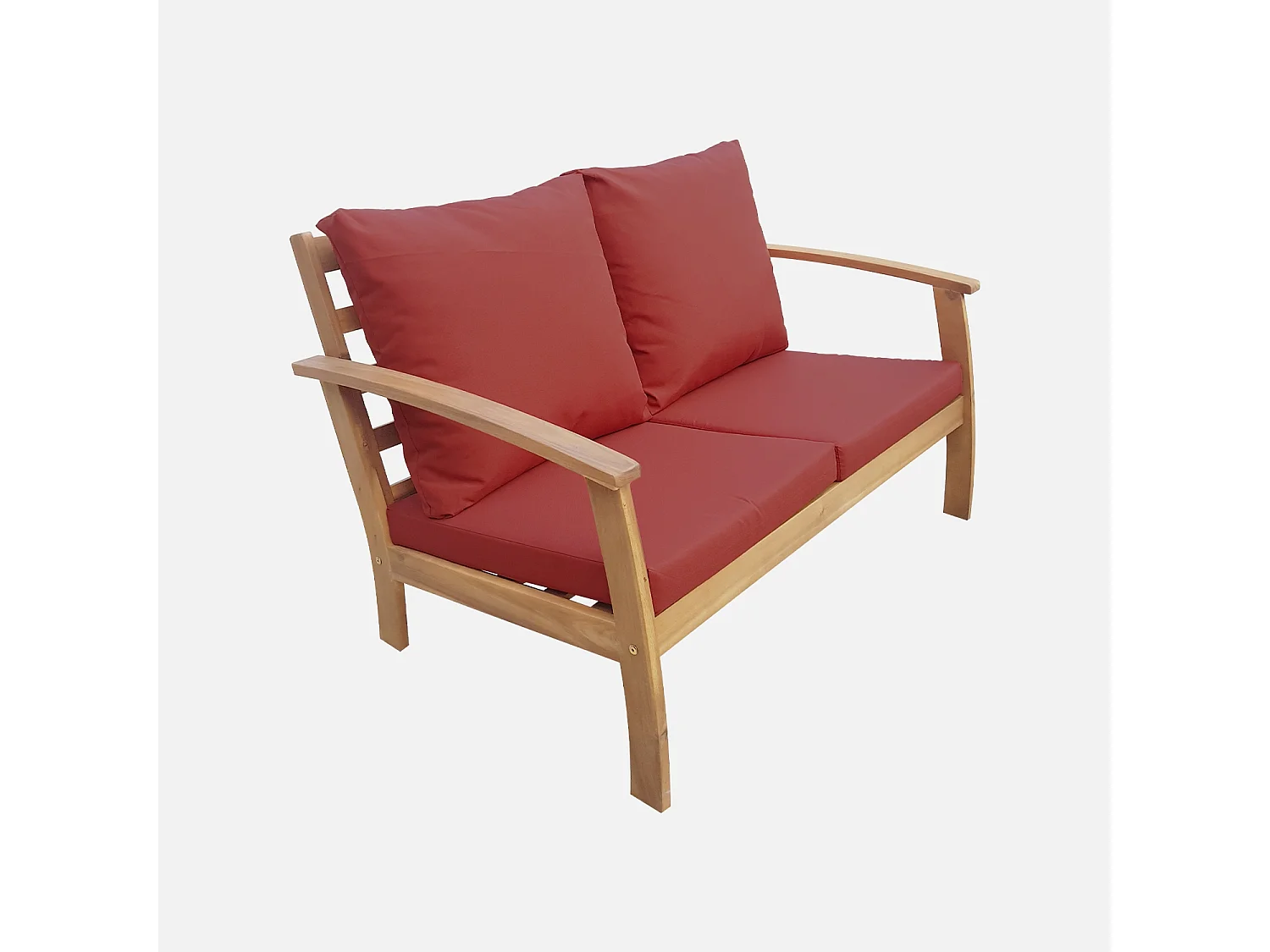 Salotto da giardino in legno a 4 posti, marrone naturale