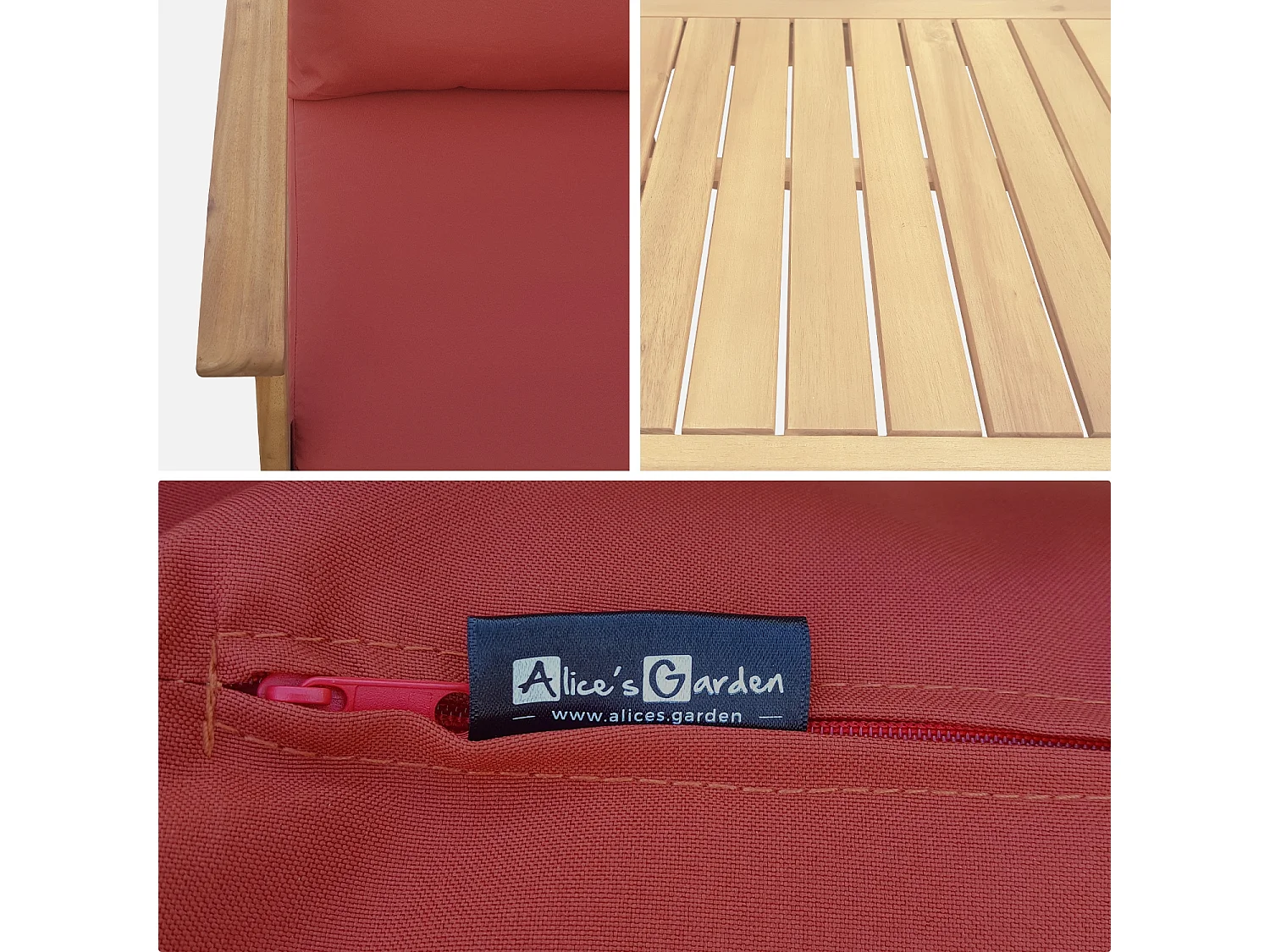 Salotto da giardino in legno a 4 posti, marrone naturale