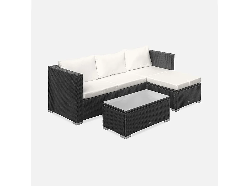 Conjunto de muebles de jardín de resina de 4 plazas negro
