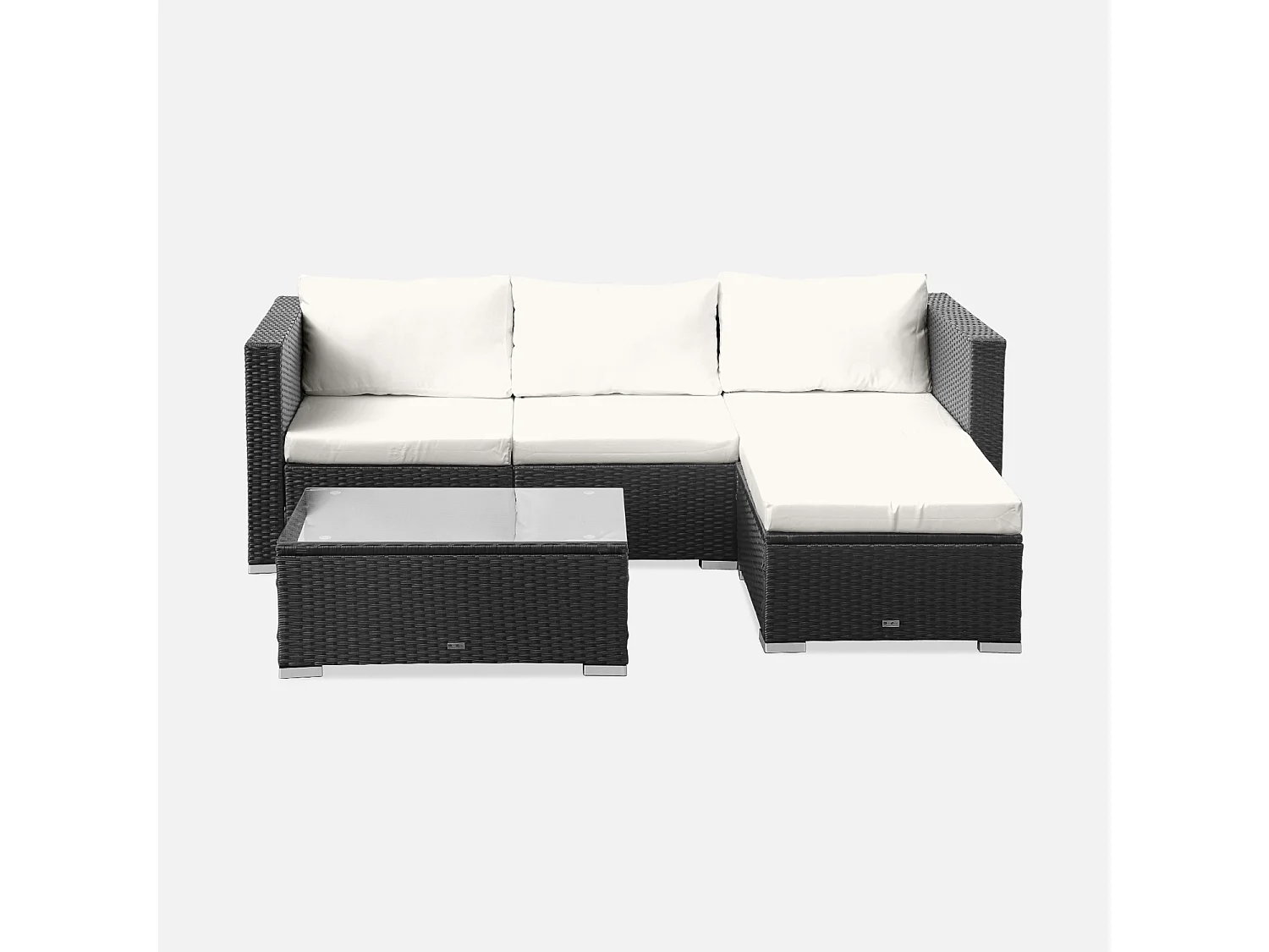 Salotto da giardino in resina a 4 posti, nero