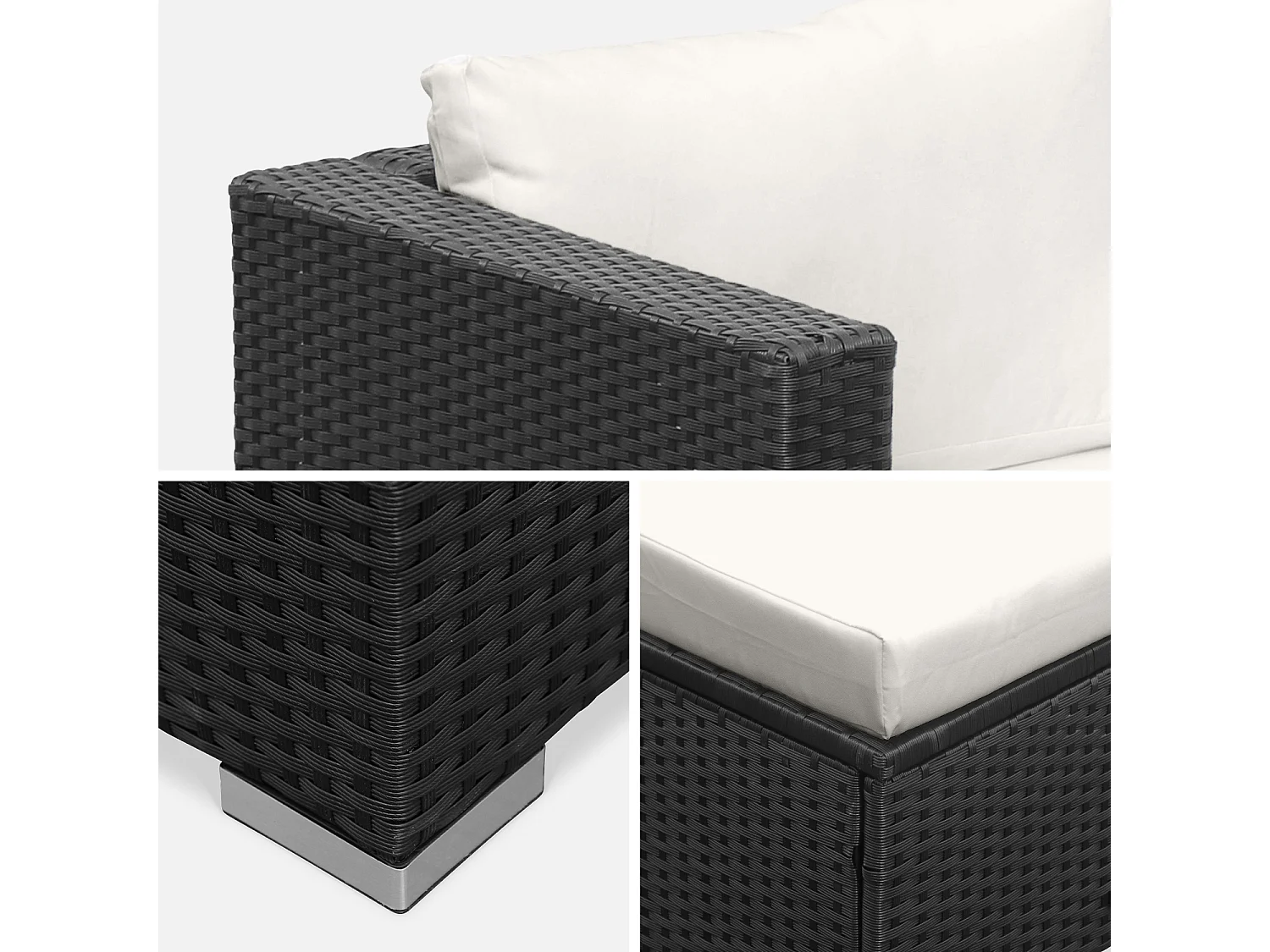 Salotto da giardino in resina a 4 posti, nero