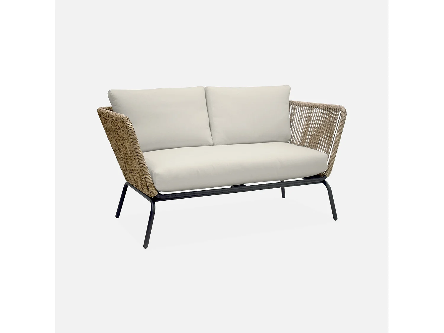 Salotto da giardino in resina intrecciata effetto rattan, 4 posti,