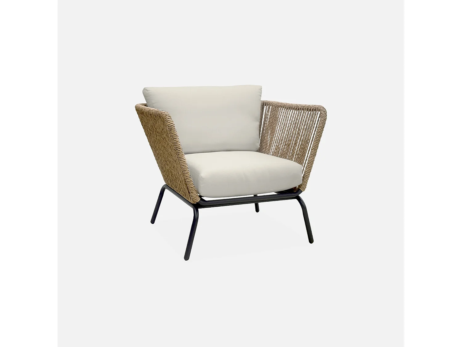 Salotto da giardino in resina intrecciata effetto rattan, 4 posti,