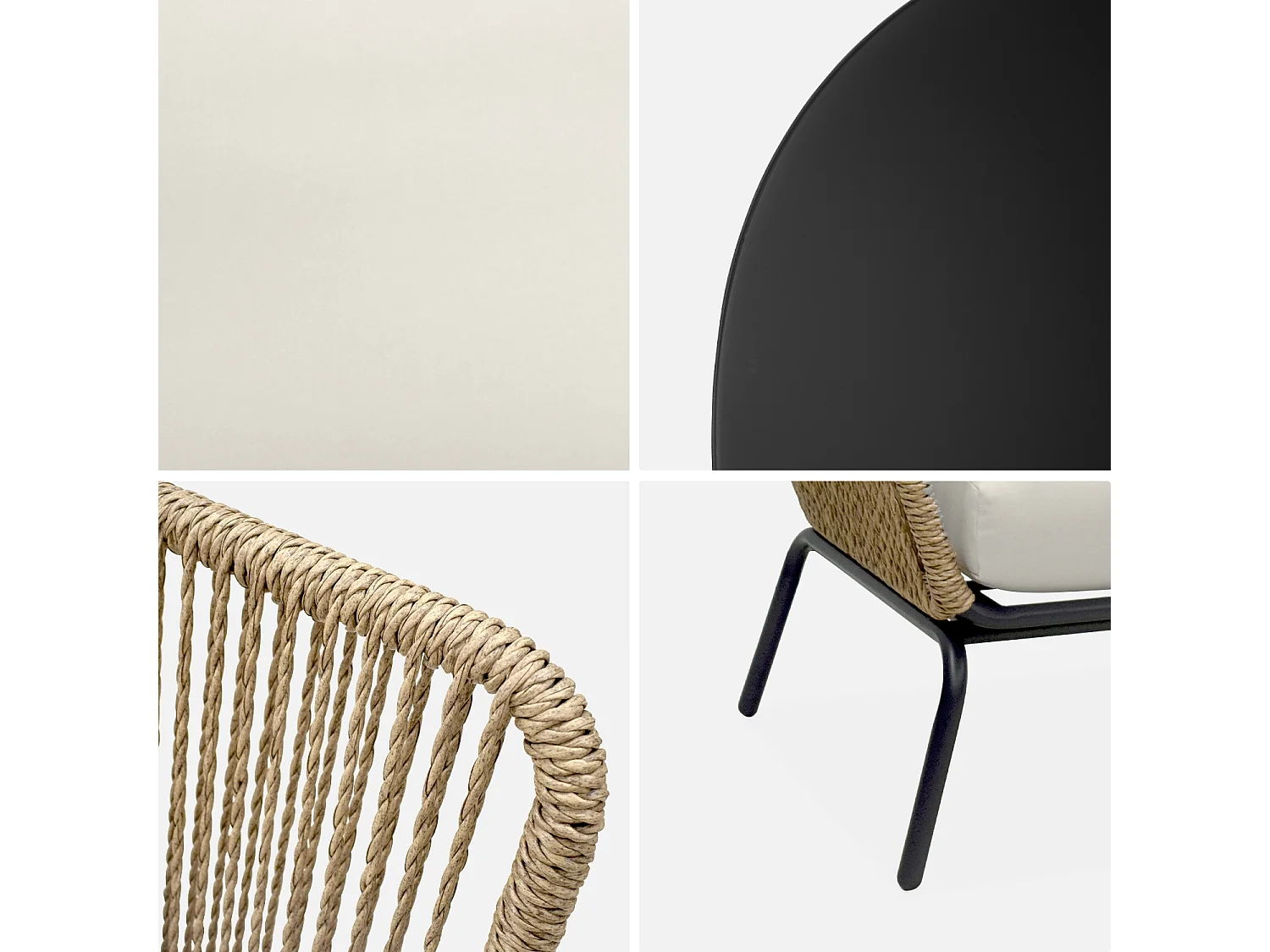 Salotto da giardino in resina intrecciata effetto rattan, 4 posti,