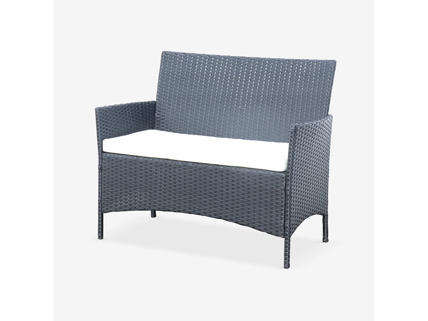 Salotto da giardino in resina intrecciata a 4 posti, nero