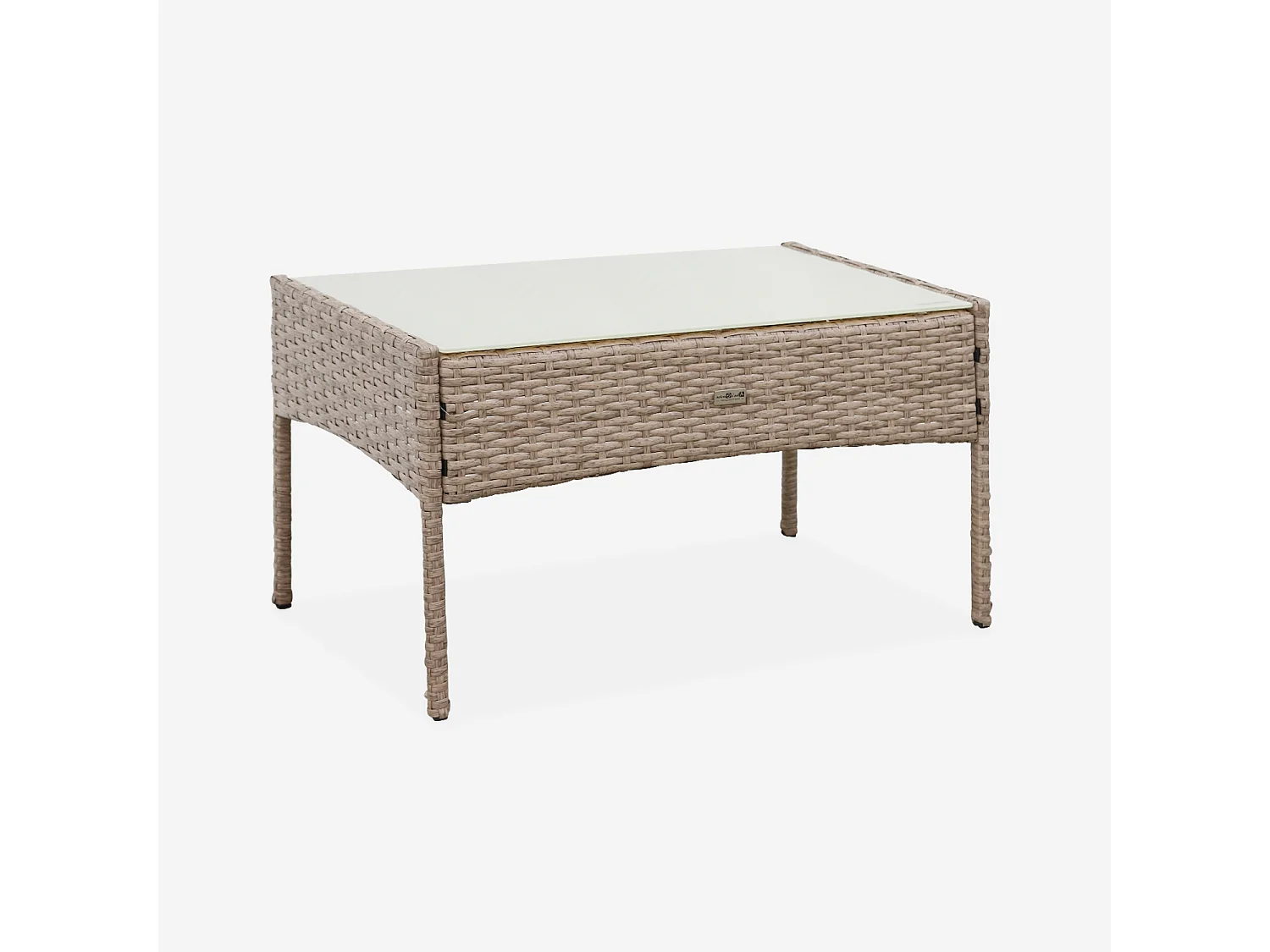 Salotto da giardino in resina intrecciata a 4 posti, marrone naturale