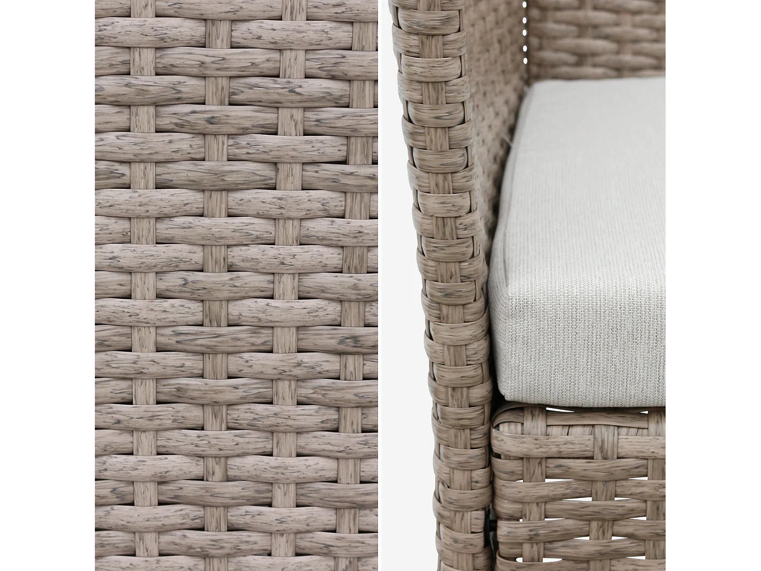 Salotto da giardino in resina intrecciata a 4 posti, marrone naturale