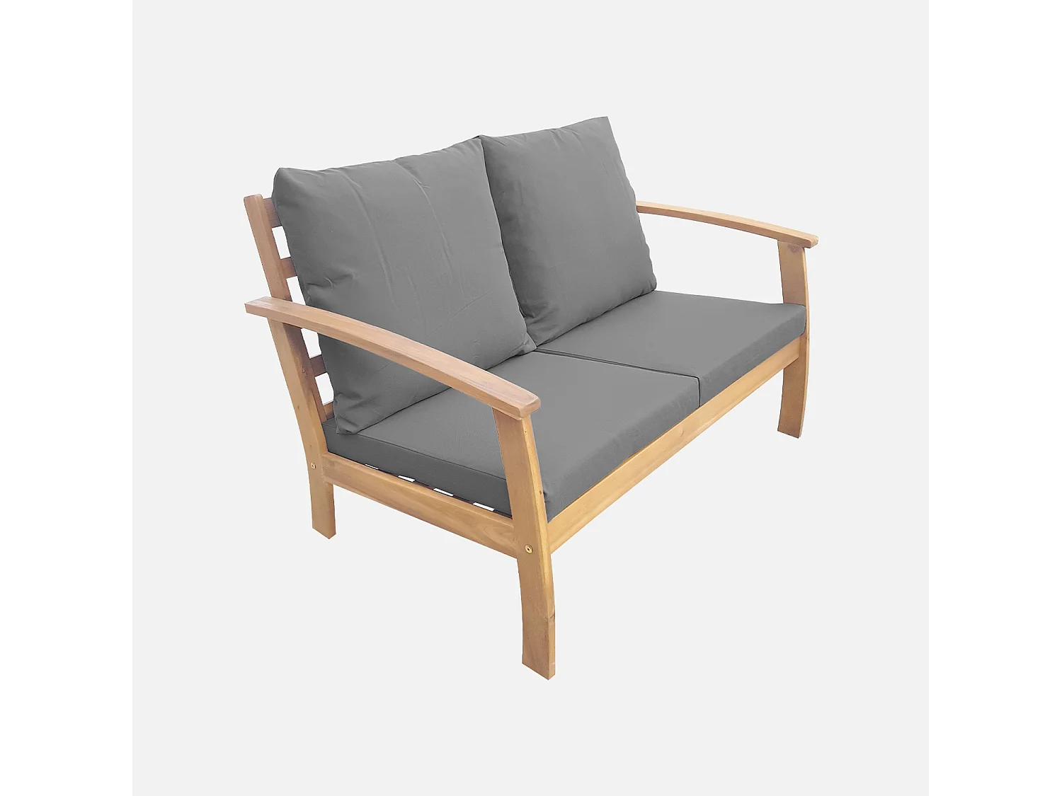 Salotto da giardino in legno a 4 posti, marrone naturale