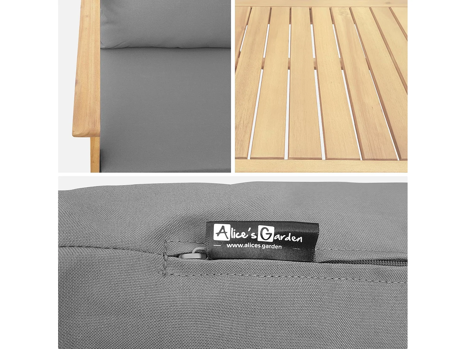 Salotto da giardino in legno a 4 posti, marrone naturale