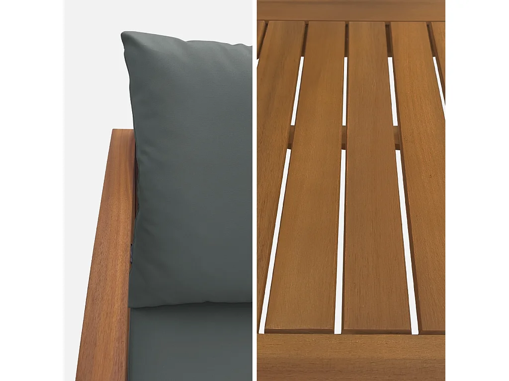 Salotto da giardino in legno, 4 posti, marrone naturale