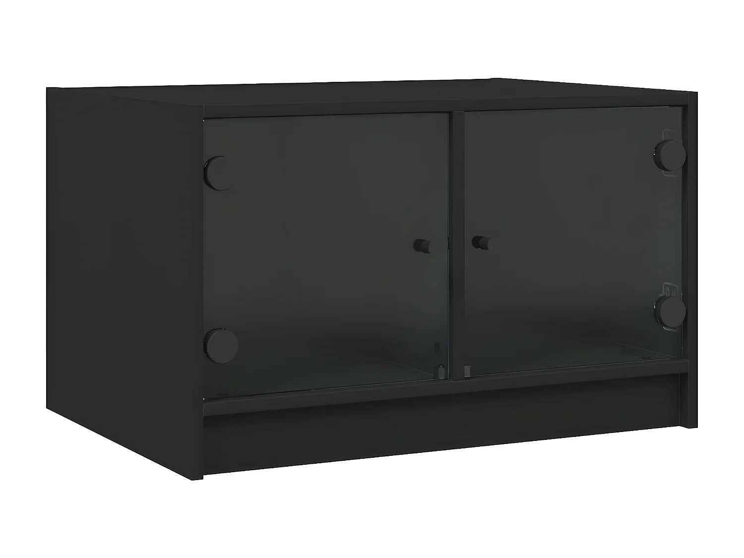 Table basse avec portes en verre noir 68x50x42 cm