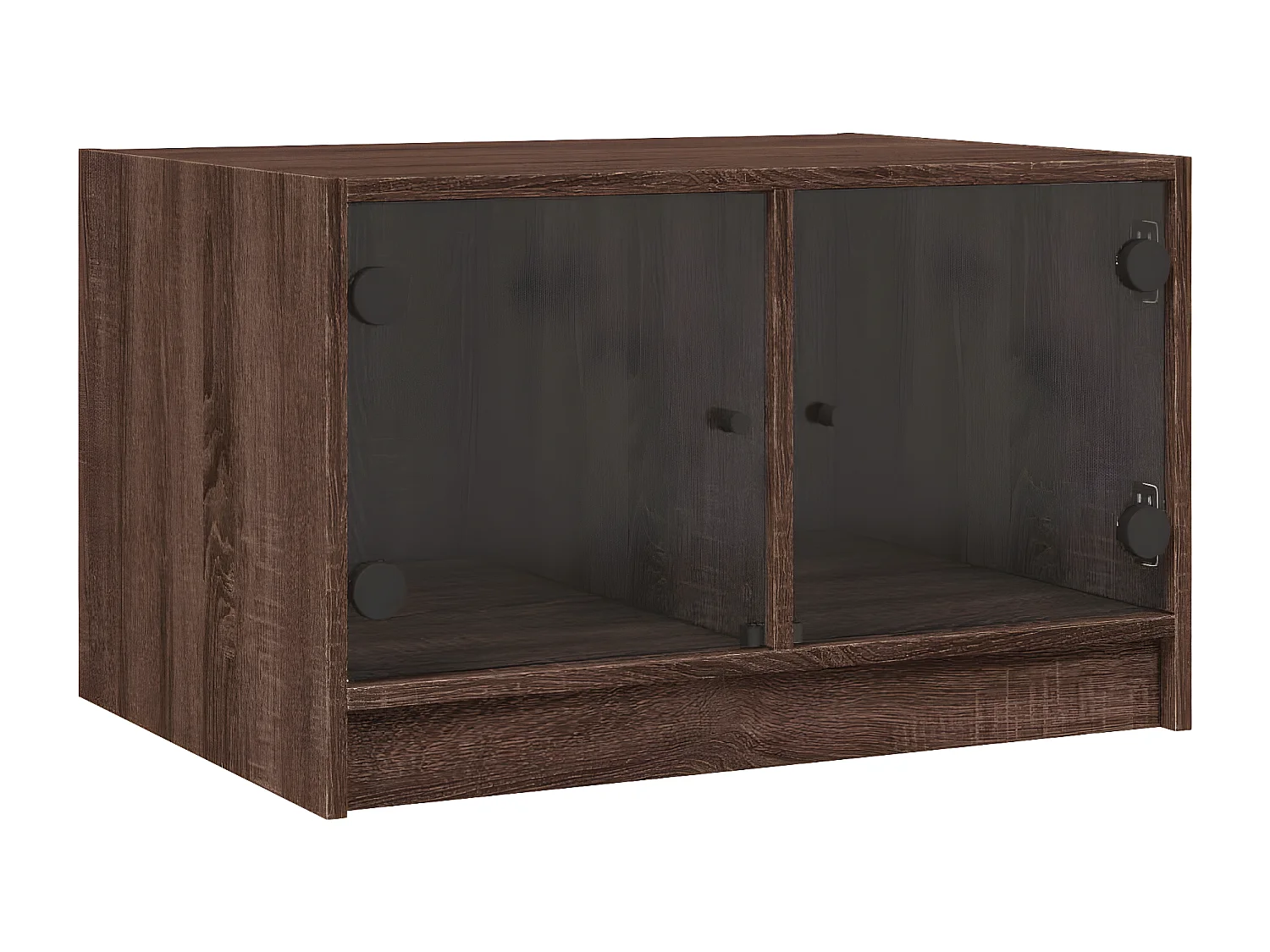 Table basse avec portes en verre chêne marron 68x50x42 cm