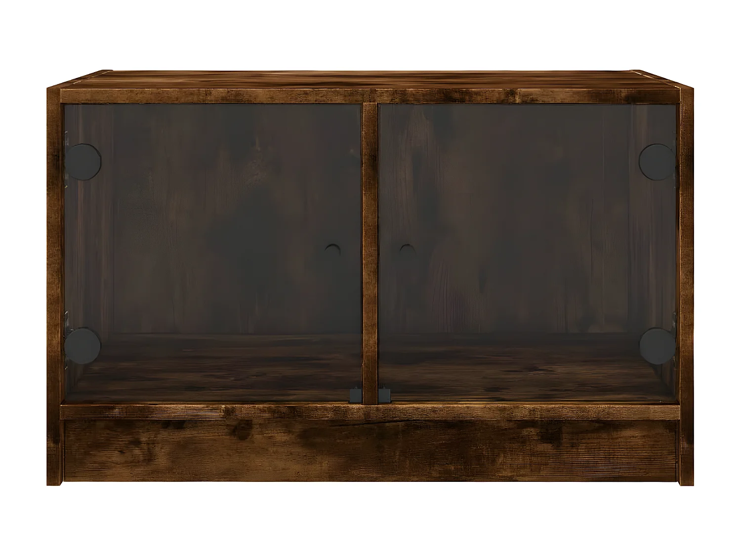 Table basse avec portes en verre chêne fumé 68x50x42 cm