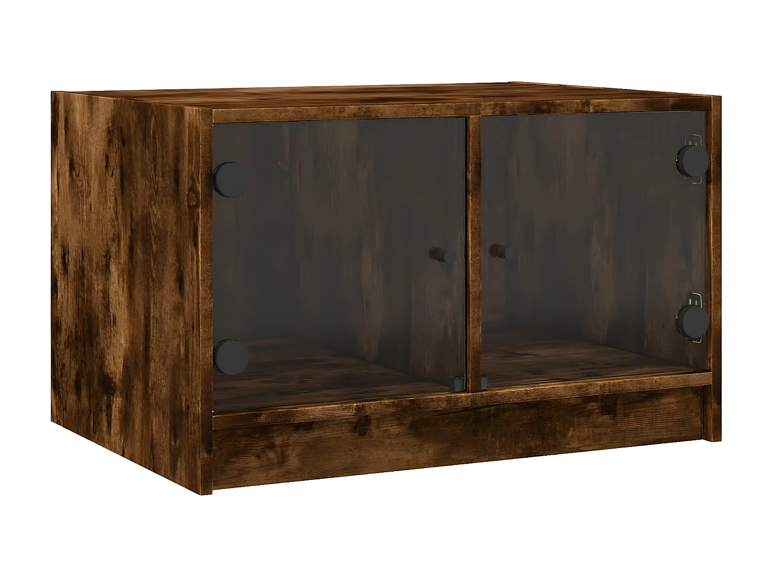 Table basse avec portes en verre chêne fumé 68x50x42 cm