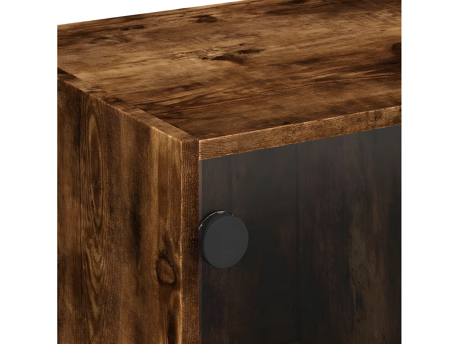 Table basse avec portes en verre chêne fumé 68x50x42 cm