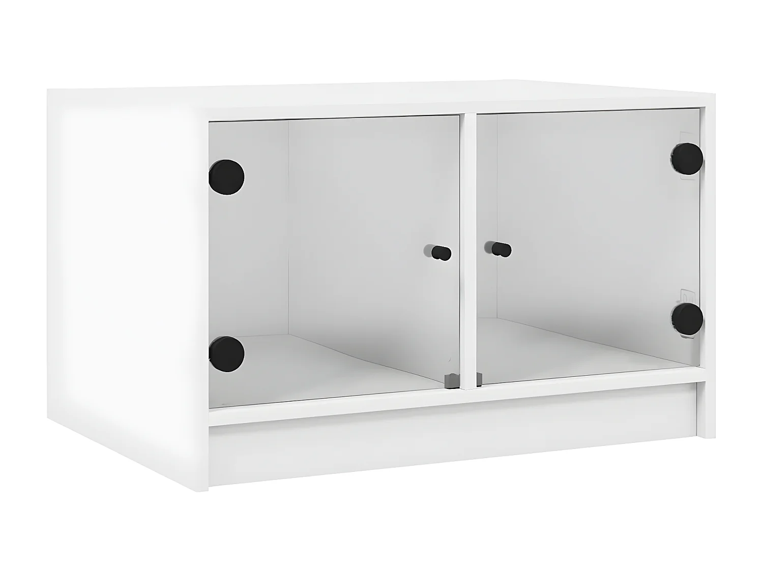 Table basse avec portes en verre blanc 68x50x42 cm