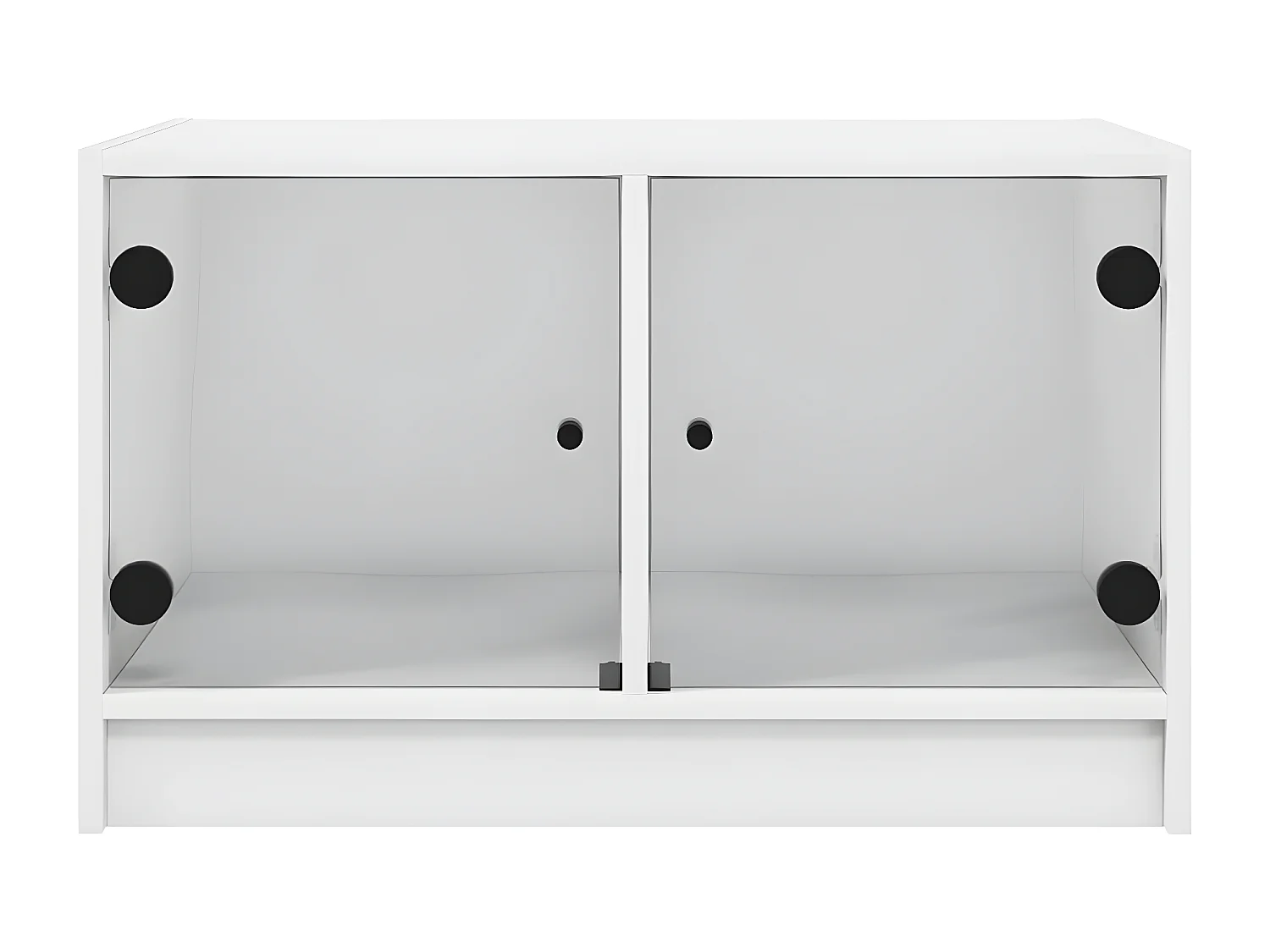 Table basse avec portes en verre blanc 68x50x42 cm