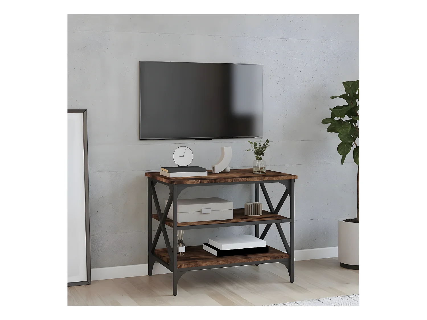 Meuble TV Chêne fumé 60x40x50 cm Bois d'ingénierie