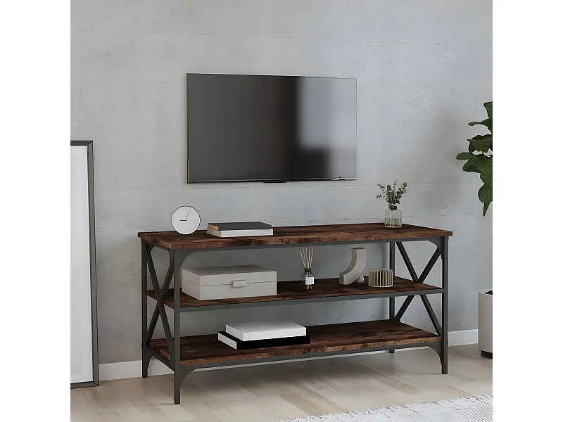 Meuble TV Chêne fumé 100x40x50 cm Bois d'ingénierie