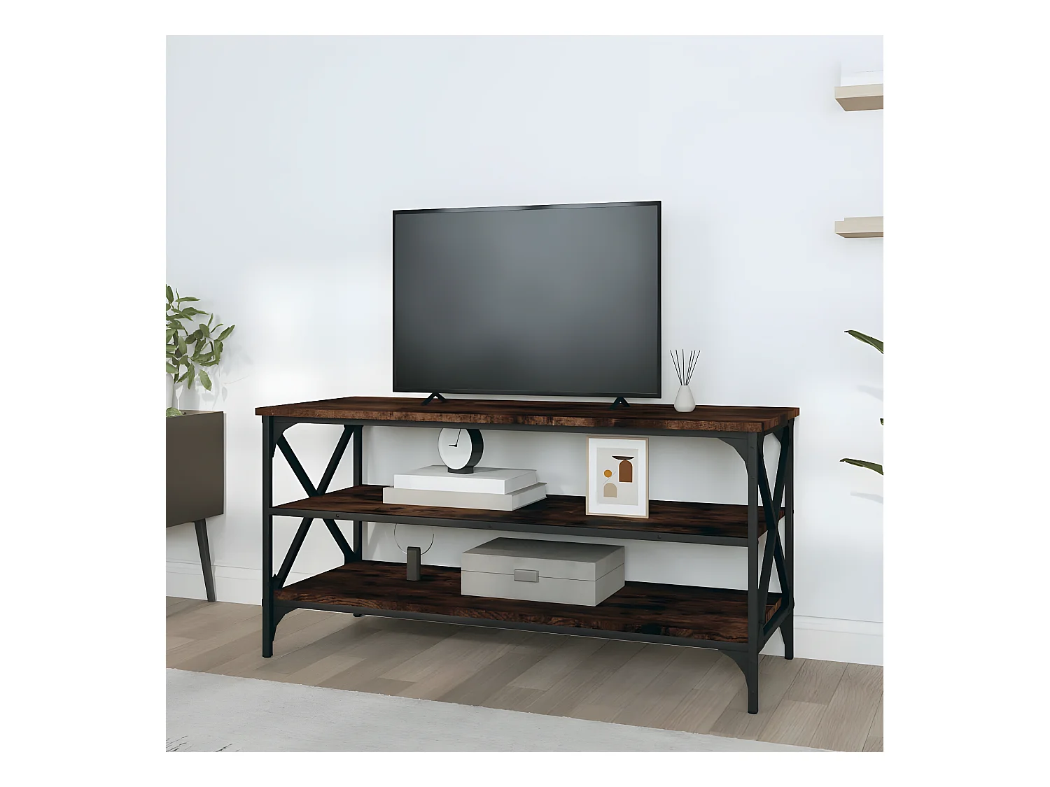 Meuble TV Chêne fumé 100x40x50 cm Bois d'ingénierie