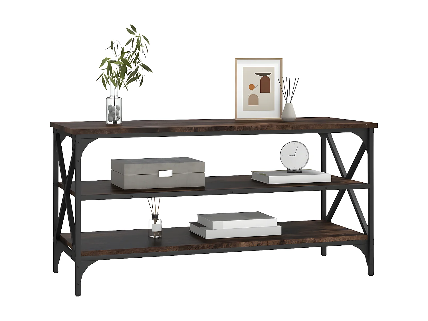 Meuble TV Chêne fumé 100x40x50 cm Bois d'ingénierie