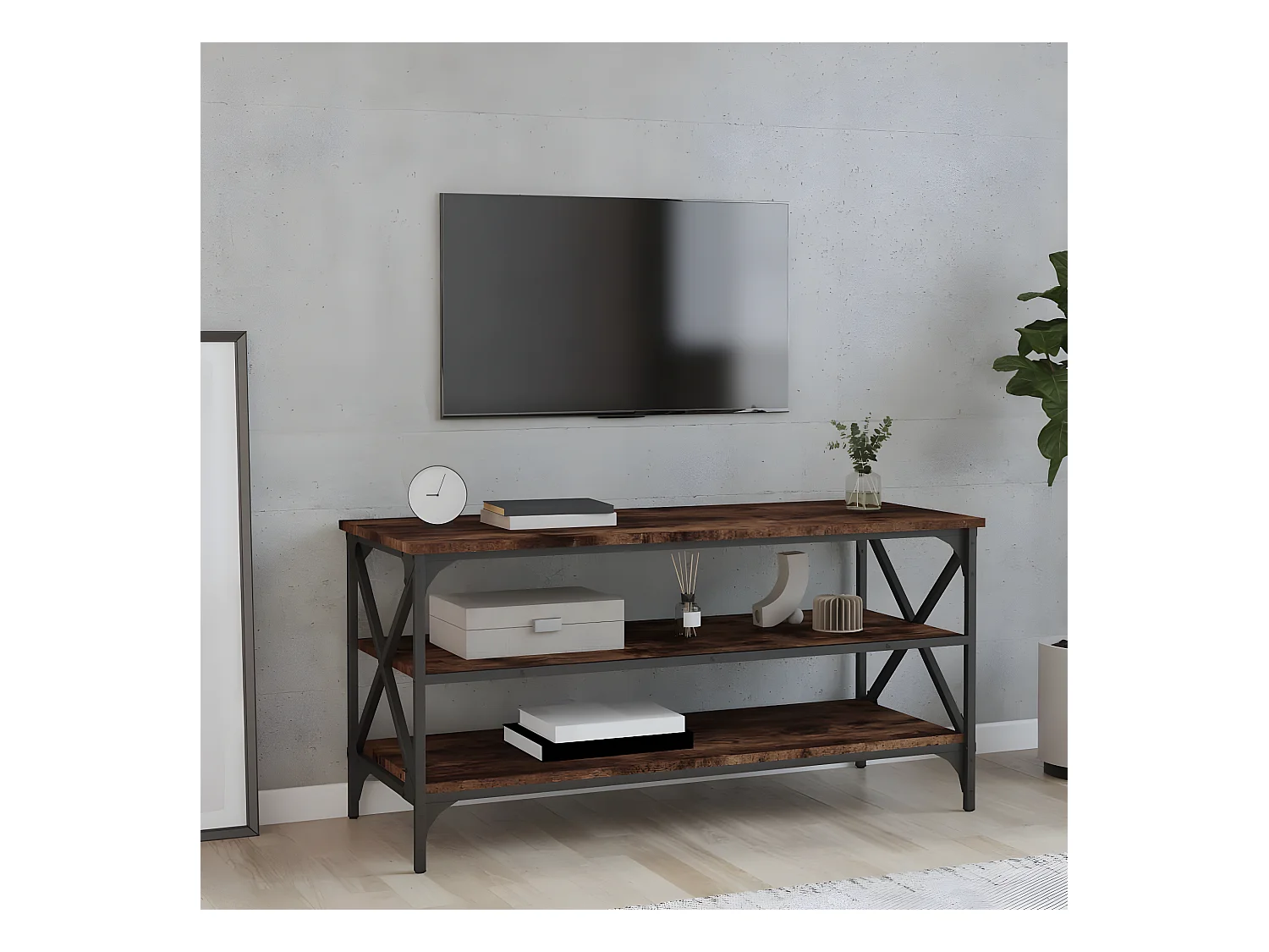 Mueble para TV madera contrachapada roble ahumado 100x40x50 cm