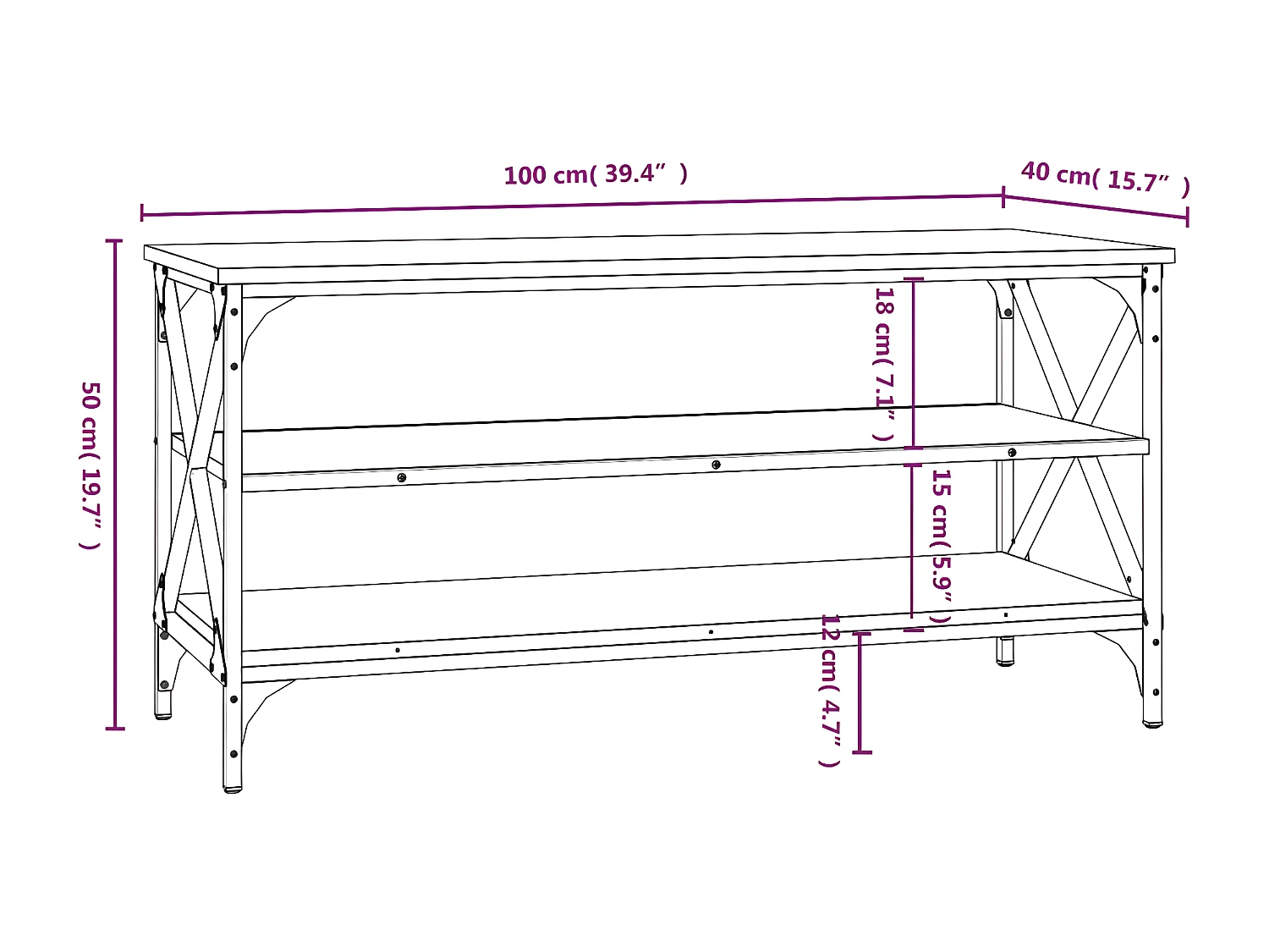 Meuble TV Chêne marron 100x40x50 cm Bois d'ingénierie