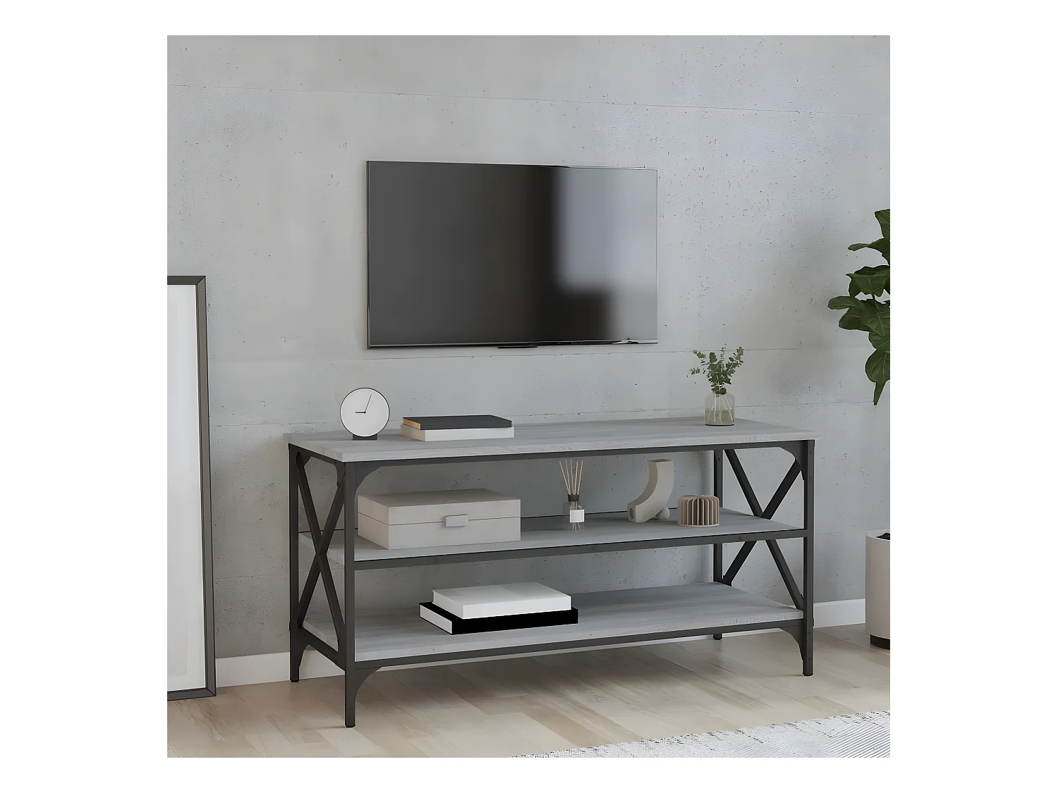 Mueble de TV madera contrachapada gris Sonoma 100x40x50 cm