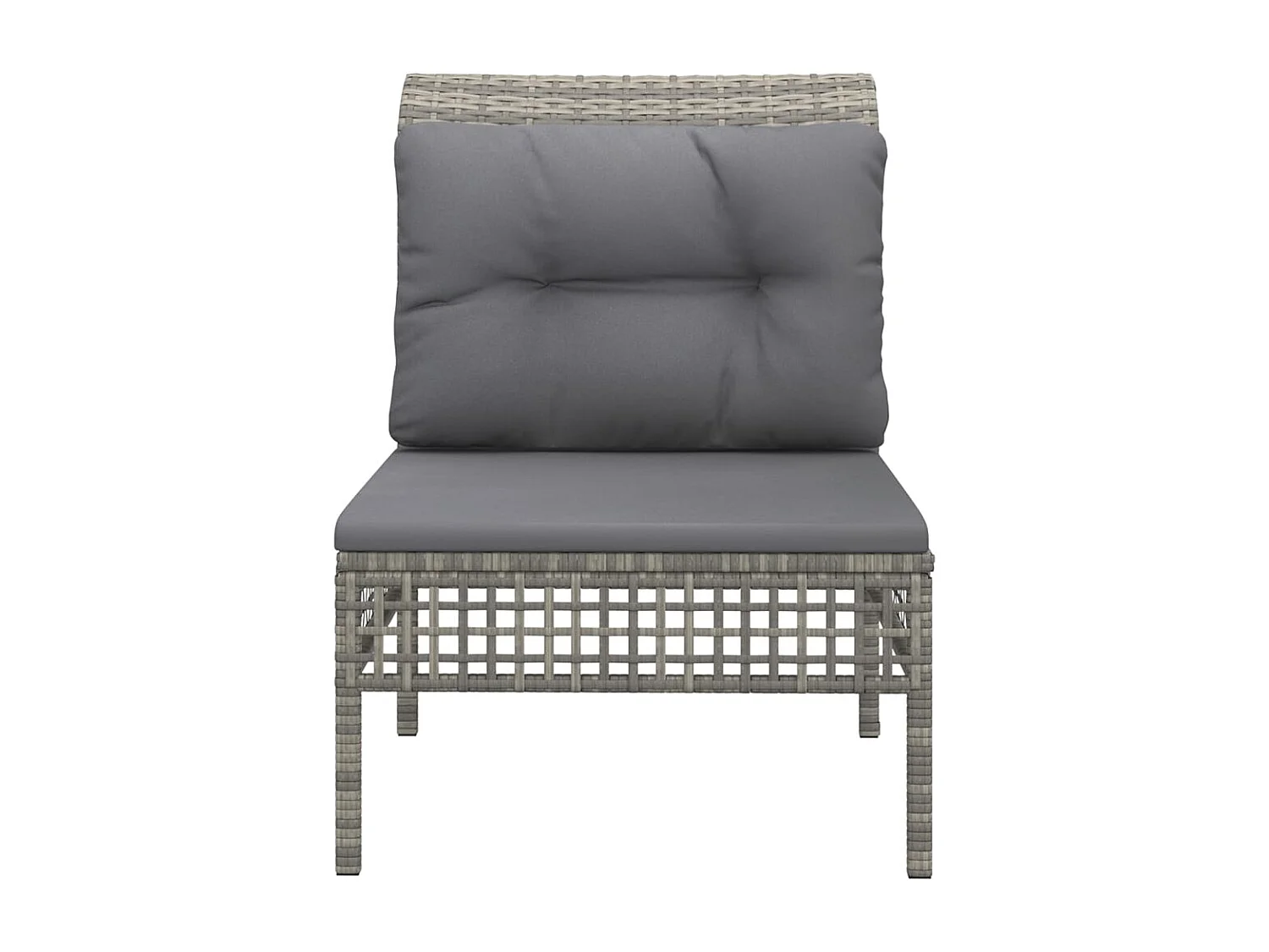 Canapé central de jardin avec coussin Gris Résine tressée