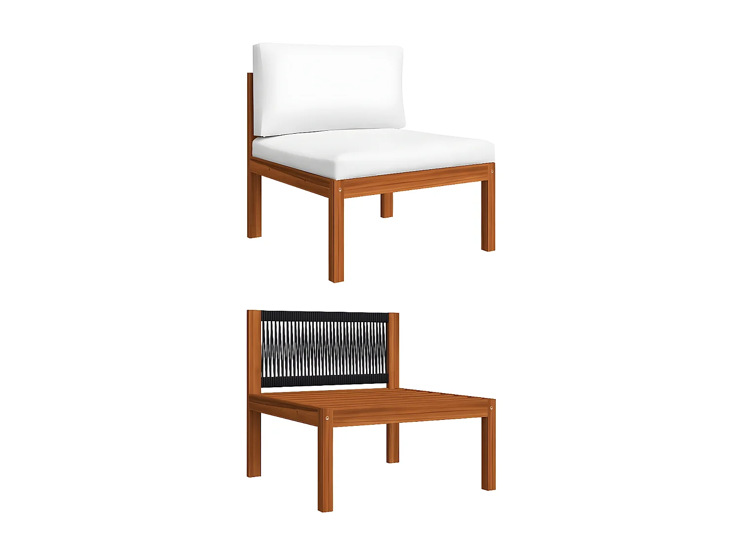 Canapé de jardin à 3 places avec coussin Bois d'acacia massif