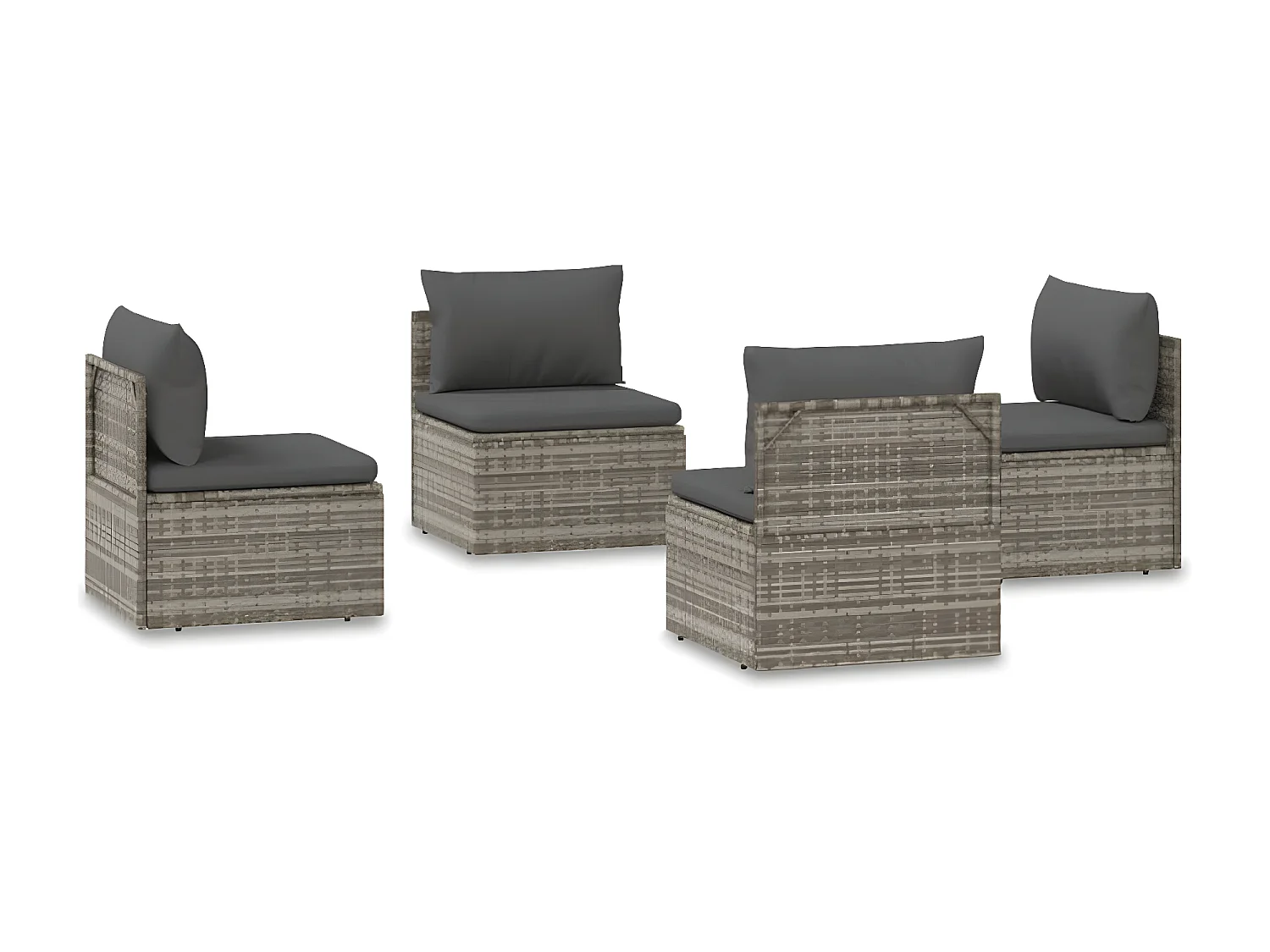 Sofás de centro para jardim 4 peças 57x57x56 cm vime PE cinza