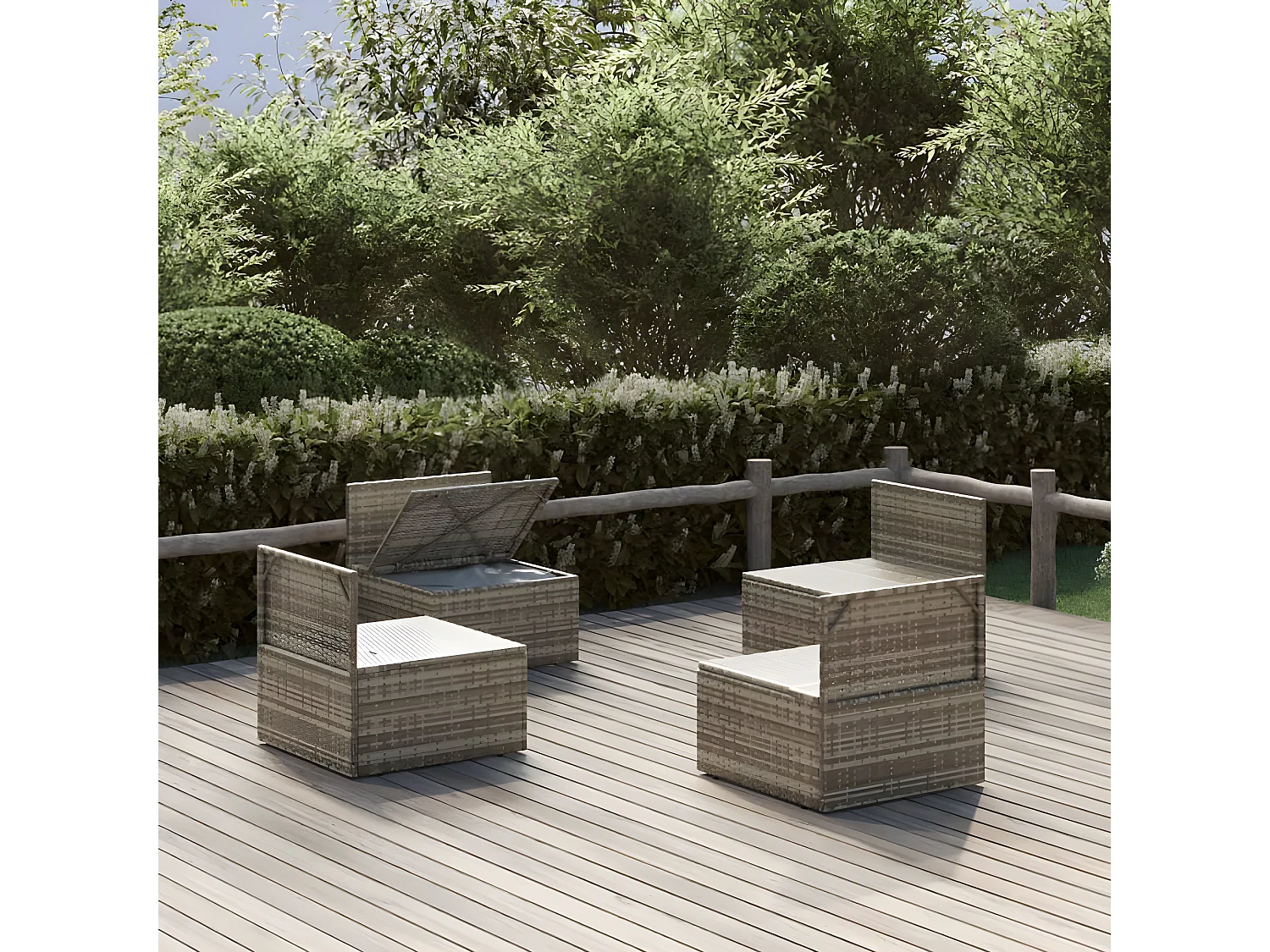 Sofás de centro para jardim 4 peças 57x57x56 cm vime PE cinza