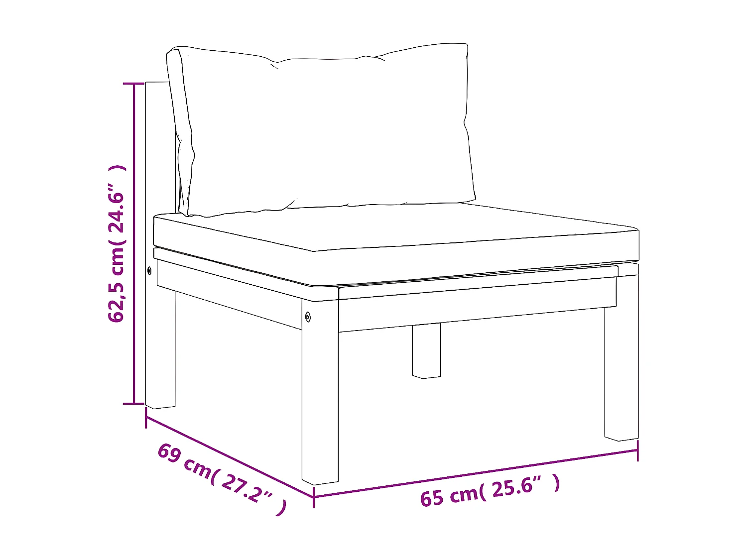 Tuinbank 3-zits met kussen massief acaciahout