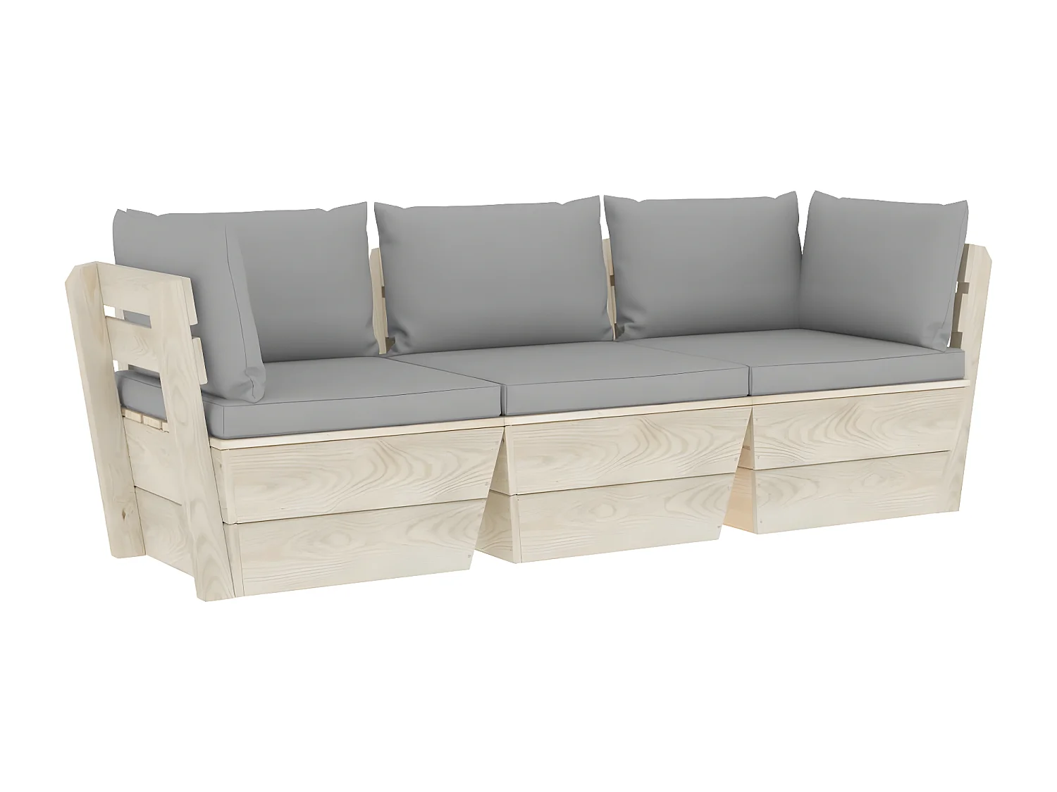 Canapé palette à 3 places de jardin avec coussins Bois d'épicéa