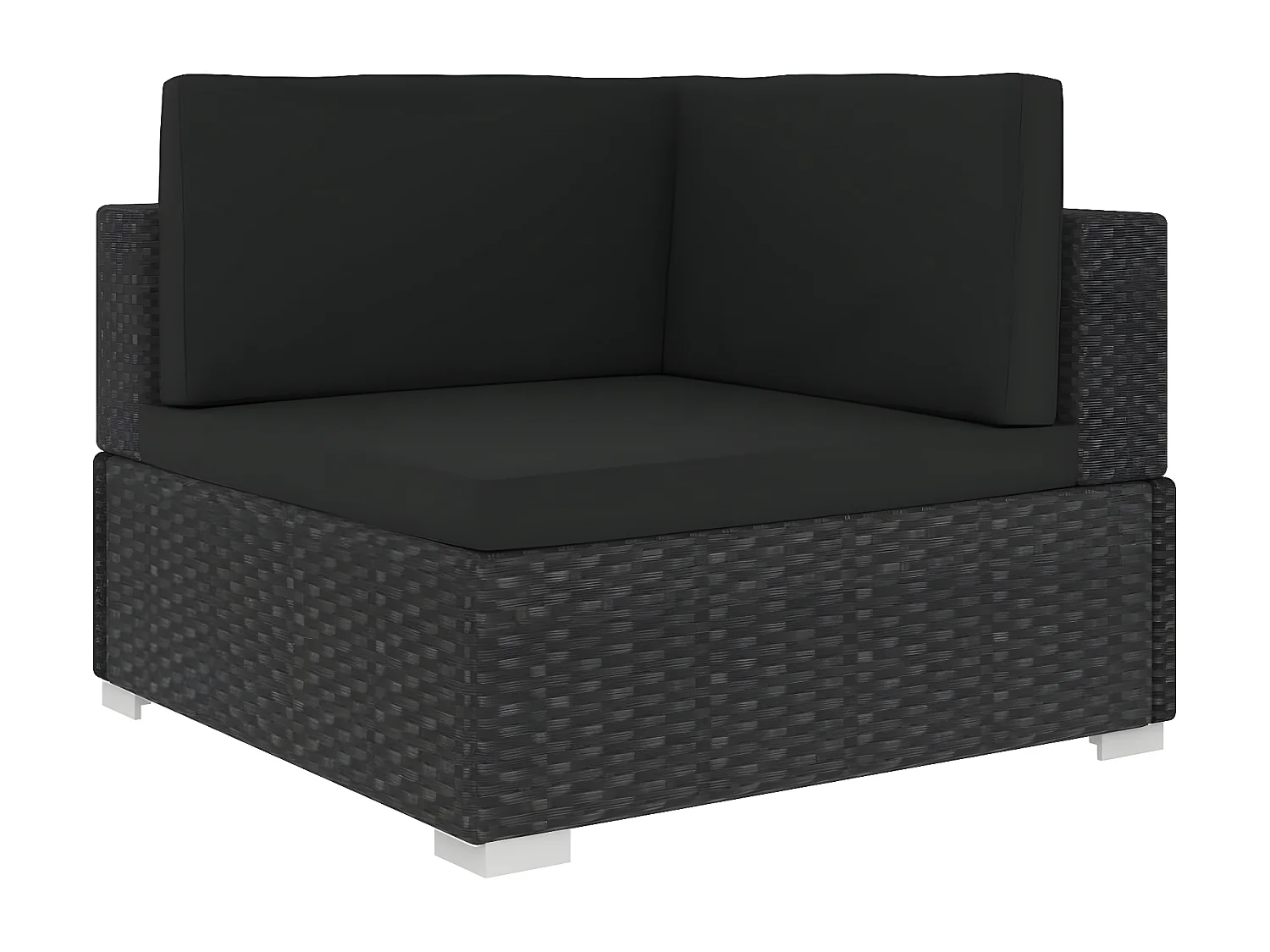 3-delige Loungeset met kussens poly rattan zwart