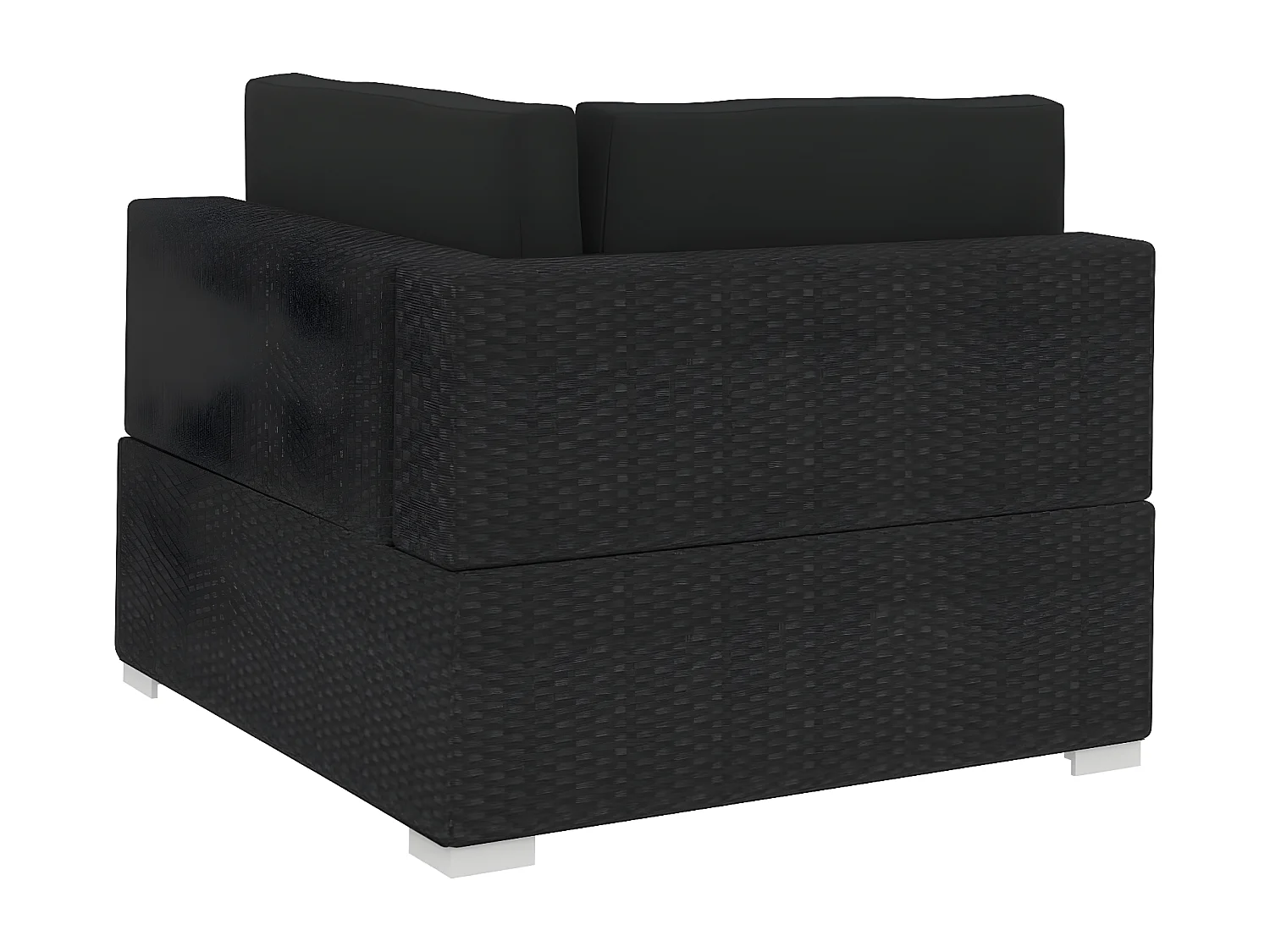 3-delige Loungeset met kussens poly rattan zwart