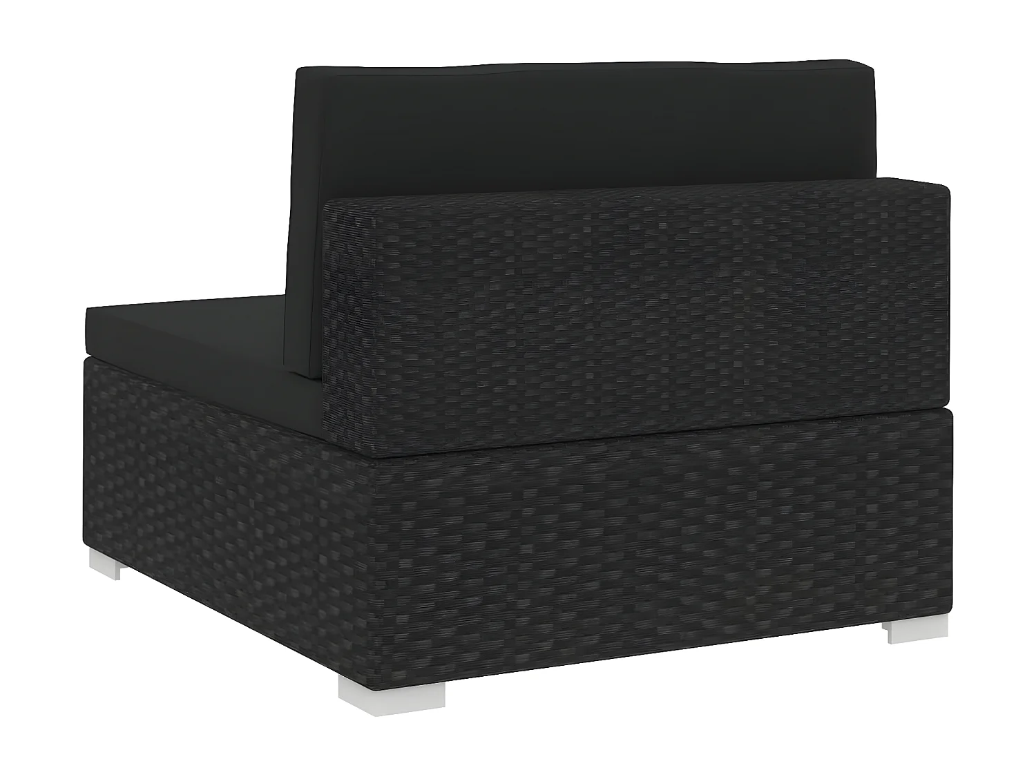 3-delige Loungeset met kussens poly rattan zwart