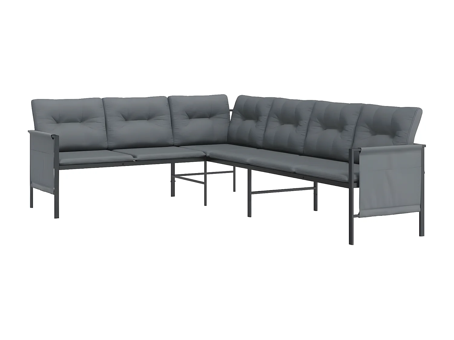 Canapé d'angle de jardin anthracite acier et textilène