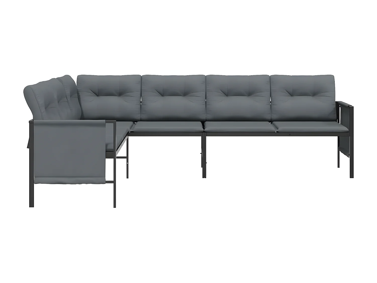 Canapé d'angle de jardin anthracite acier et textilène