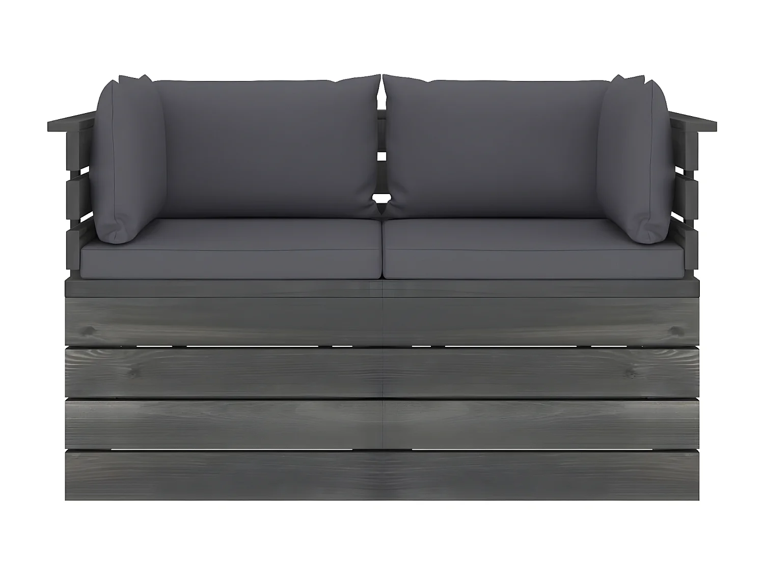 Sofá de palets de jardín 2 plazas y cojines madera maciza pino