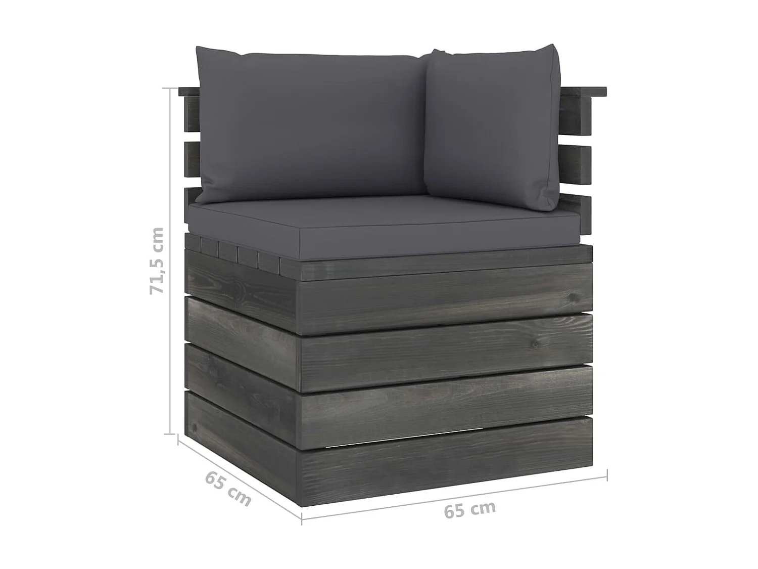 Sofá de palets de jardín 2 plazas y cojines madera maciza pino