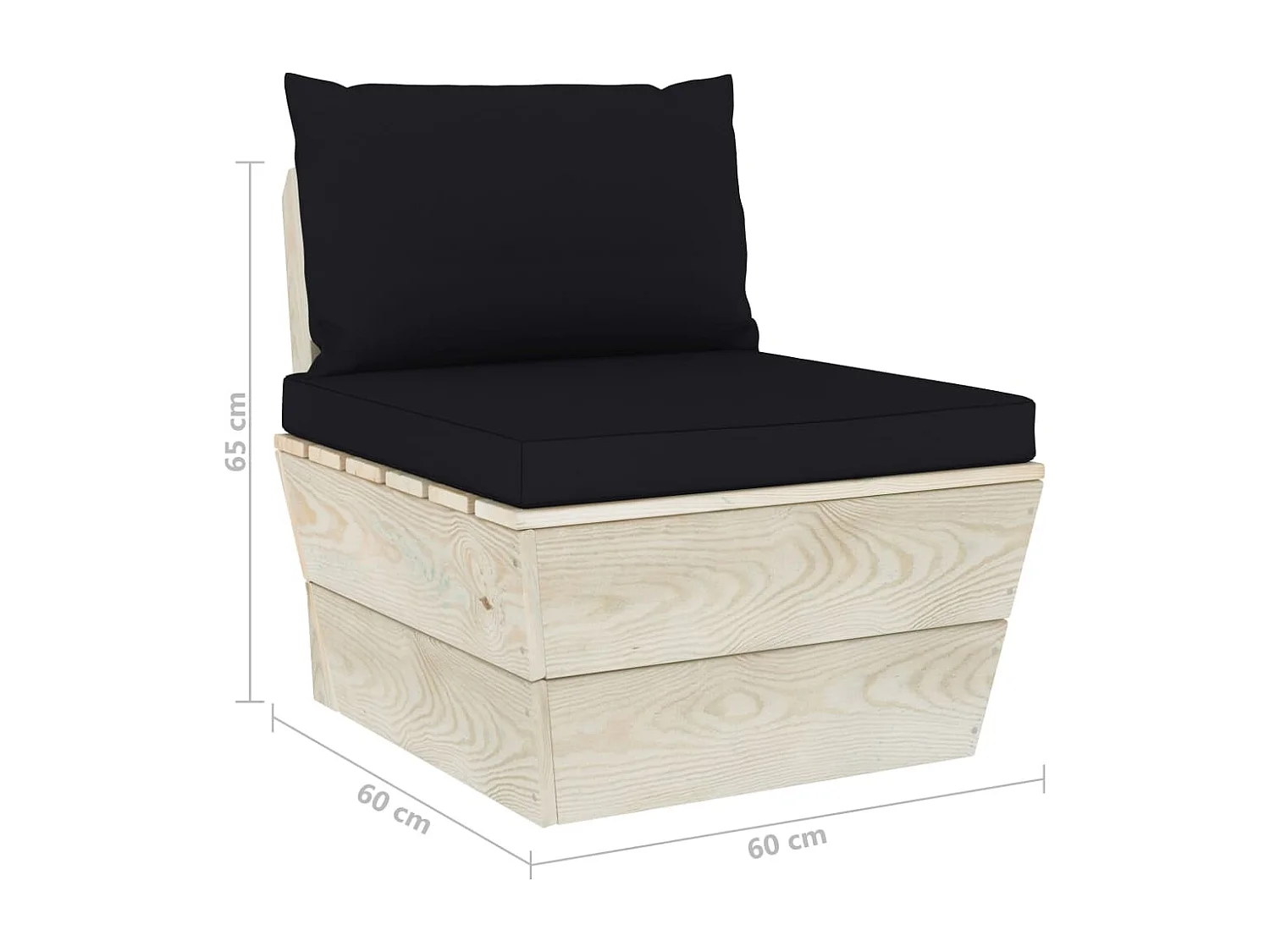 Canapé palette à 4 places de jardin avec coussins Bois d'épicéa