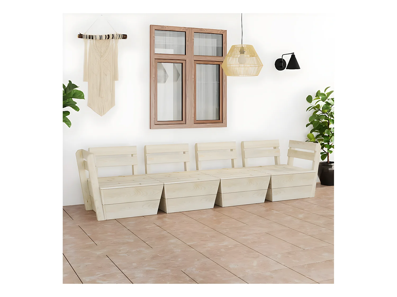 Canapé palette à 4 places de jardin Bois d'épicéa imprégné