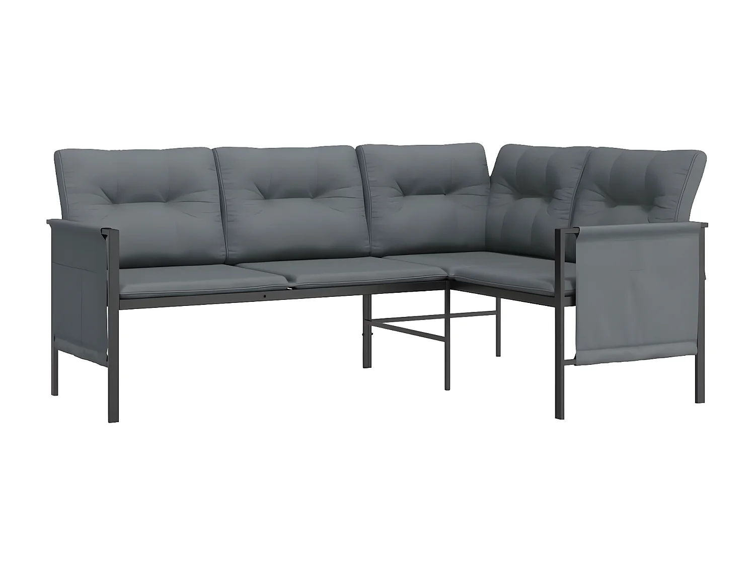 Canapé d'angle de jardin anthracite acier et textilène