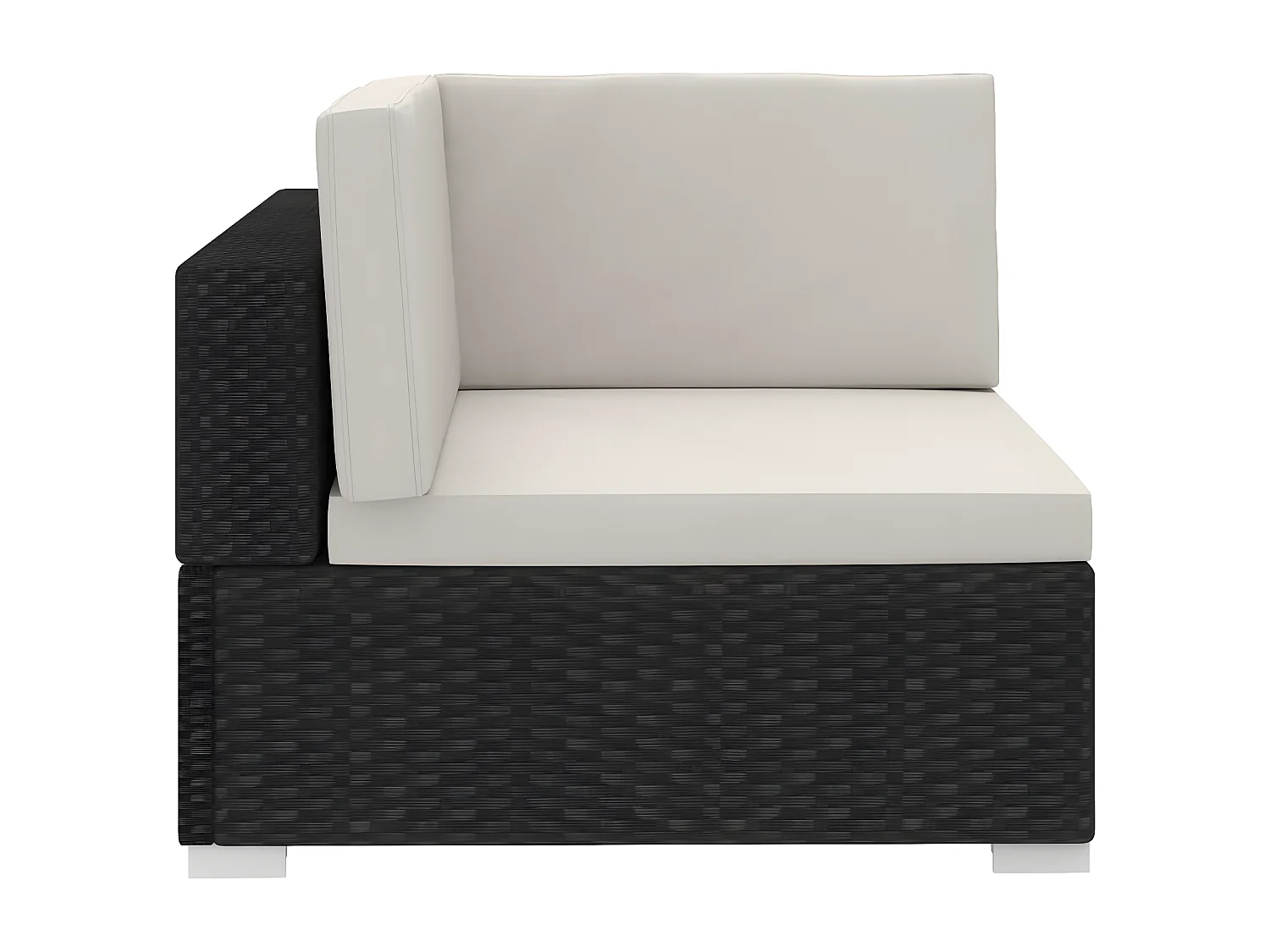 3-delige Loungeset met kussens poly rattan zwart