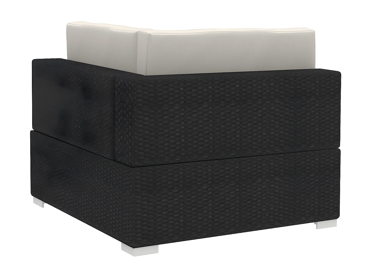 3-delige Loungeset met kussens poly rattan zwart